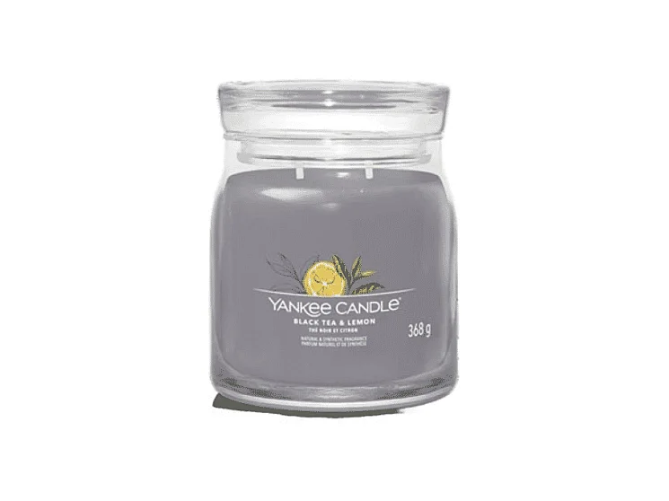 Candela profumata in giara media, Black Tea & Lemon, grigio 368 gr, Signature