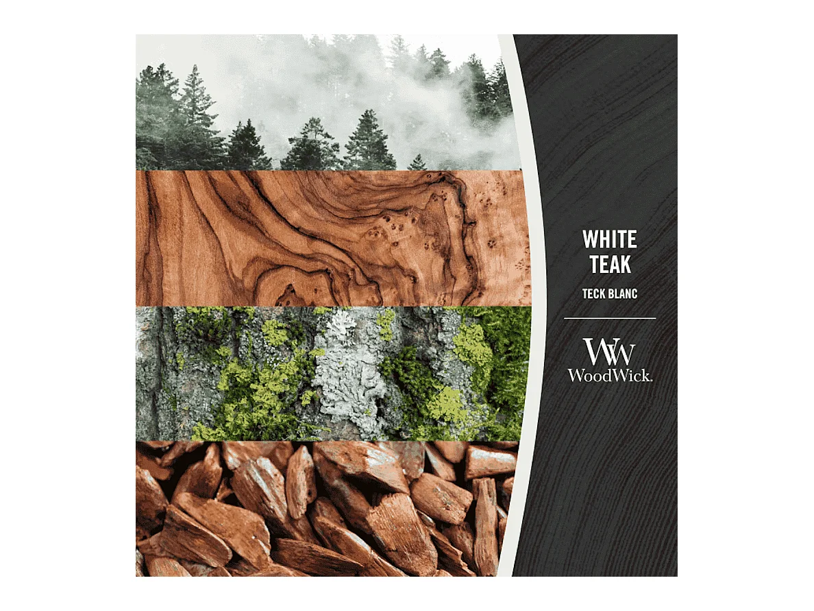 Geurkaars ellips, White Teak, wit 453 gr