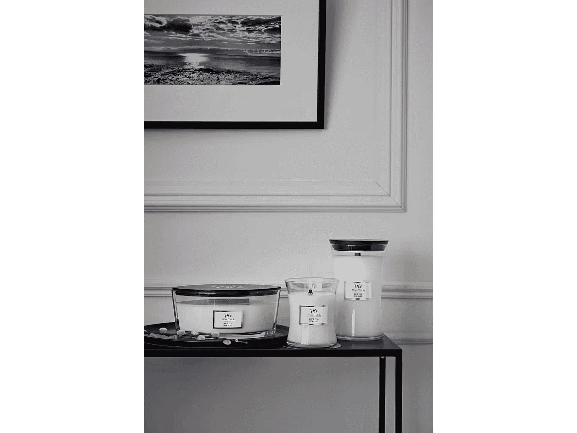 Vela perfumada elipse, White Teak, branco 453 gr