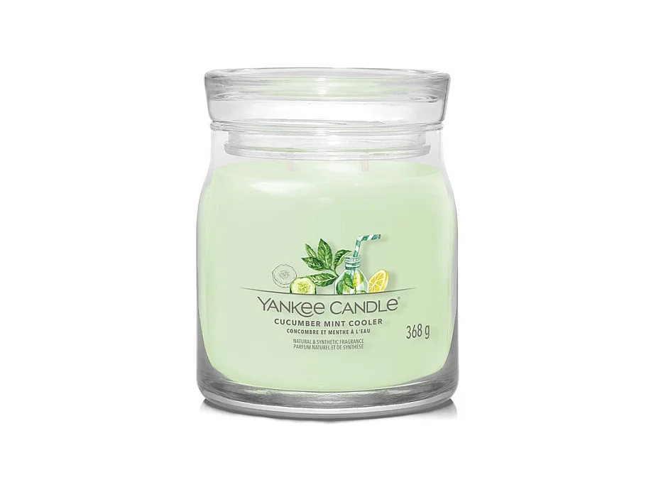 Bougie parfumée en pot moyen, Cucumber Mint Cooler, vert 368 gr, Signature