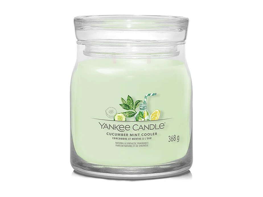 Bougie parfumée en pot moyen, Cucumber Mint Cooler, vert 368 gr, Signature
