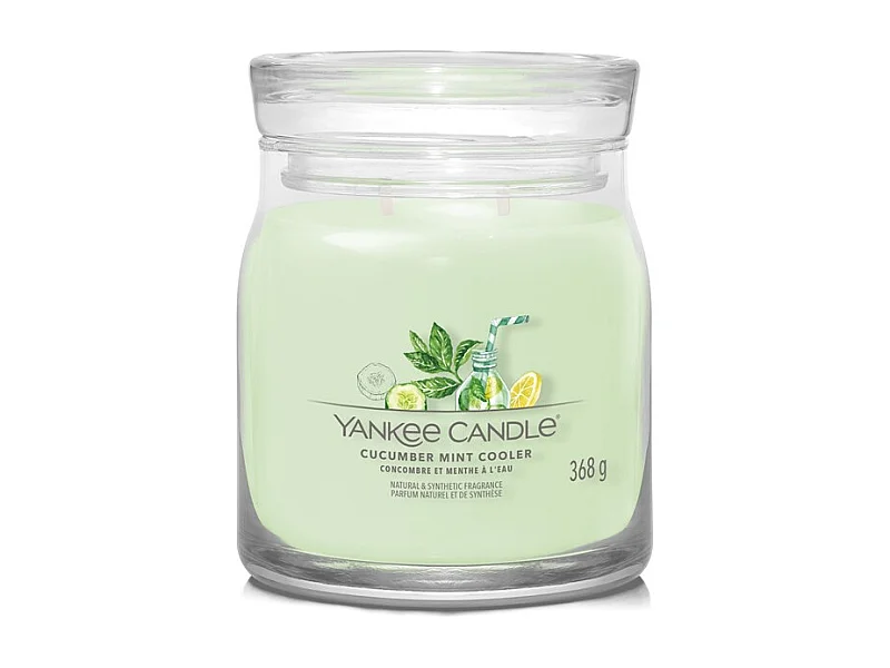 Vela perfumada em frasco médio, Cucumber Mint Cooler, verde 368 gr, Signature