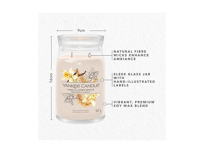 Bougie parfumée en grand pot, Vanilla Creme Brulee, beige 567 gr, Signature