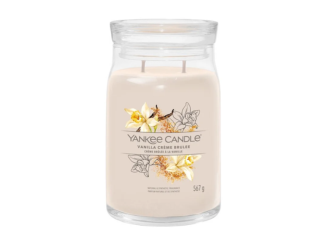 Bougie parfumée en grand pot, Vanilla Creme Brulee, beige 567 gr, Signature