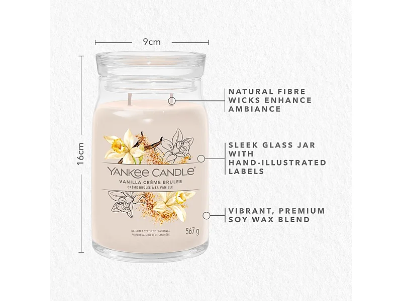 Bougie parfumée en grand pot, Vanilla Creme Brulee, beige 567 gr, Signature