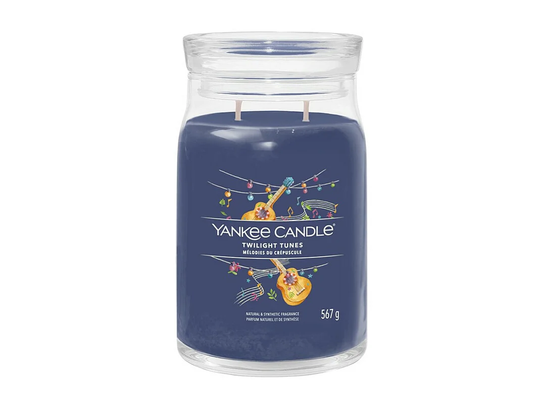 Bougie parfumée en grand pot, Twilight Tunes, bleu 567 gr, Signature