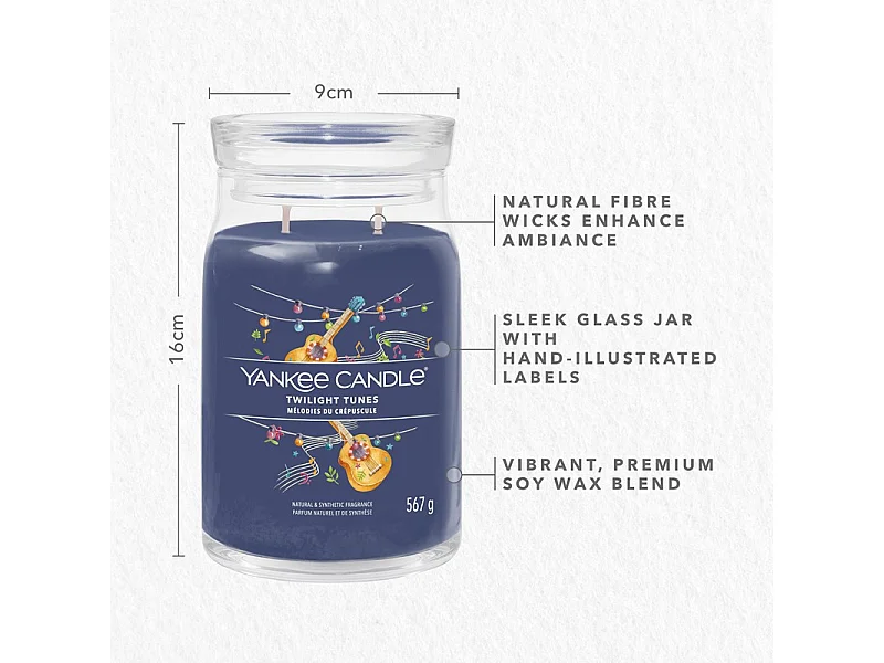 Bougie parfumée en grand pot, Twilight Tunes, bleu 567 gr, Signature