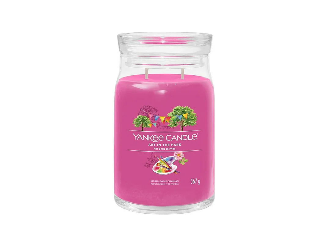 Bougie parfumée en grand pot, Art in the Park, rose 567 gr, Signature