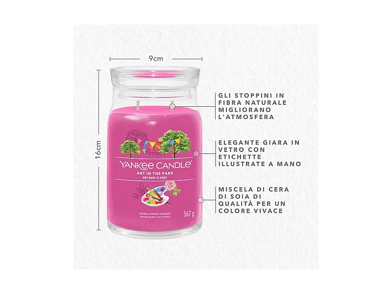 Bougie parfumée en grand pot, Art in the Park, rose 567 gr, Signature