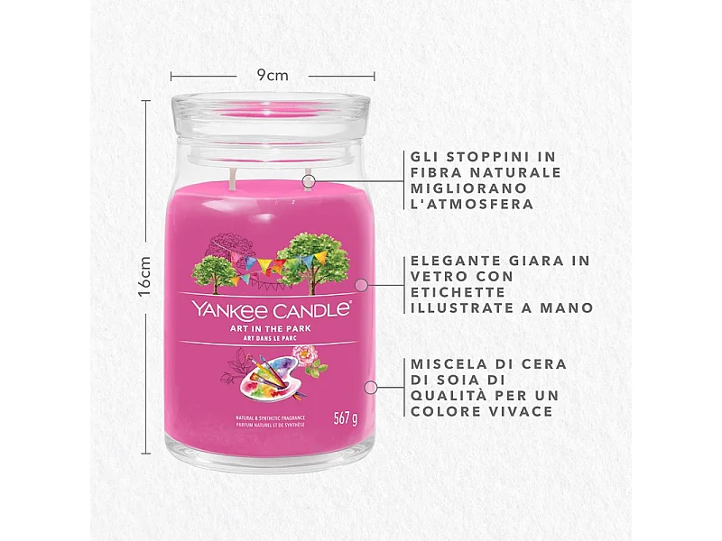 Bougie parfumée en grand pot, Art in the Park, rose 567 gr, Signature