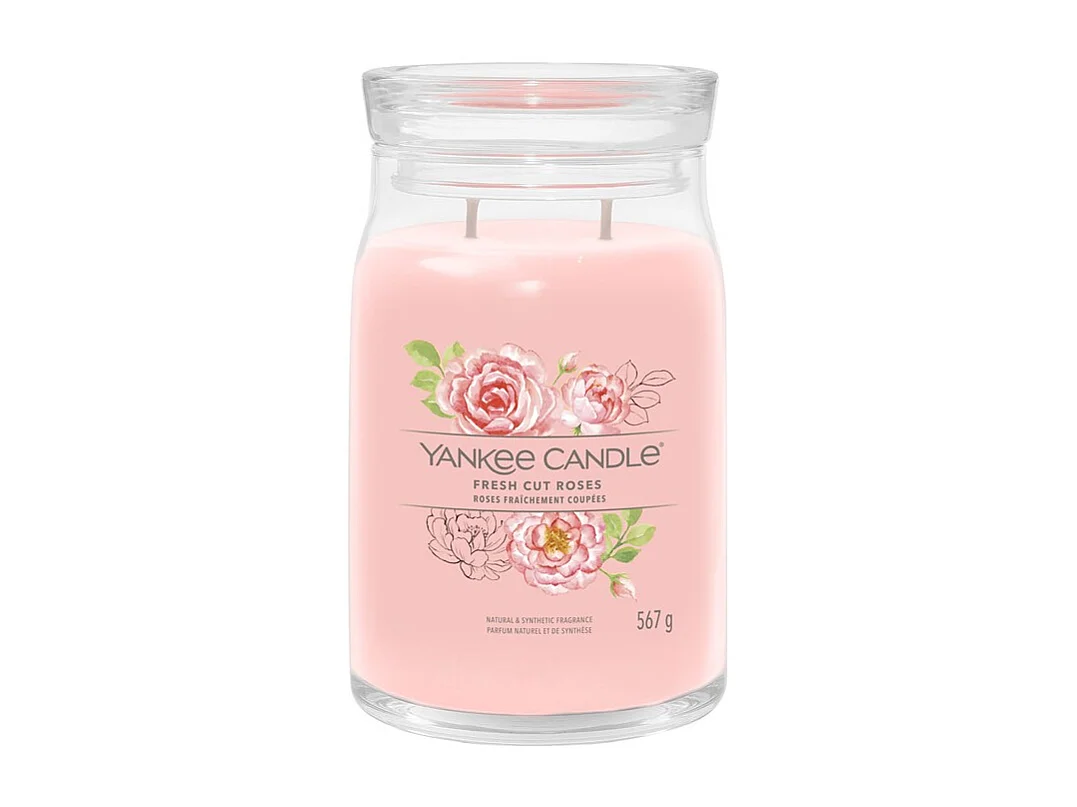 Bougie parfumée en grand pot, Fresh Cut Roses, rose 567 gr, Signature