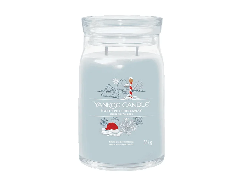 Kaars in grote pot, North Pole Hideaway, hemelsblauw 567 gr, Signature