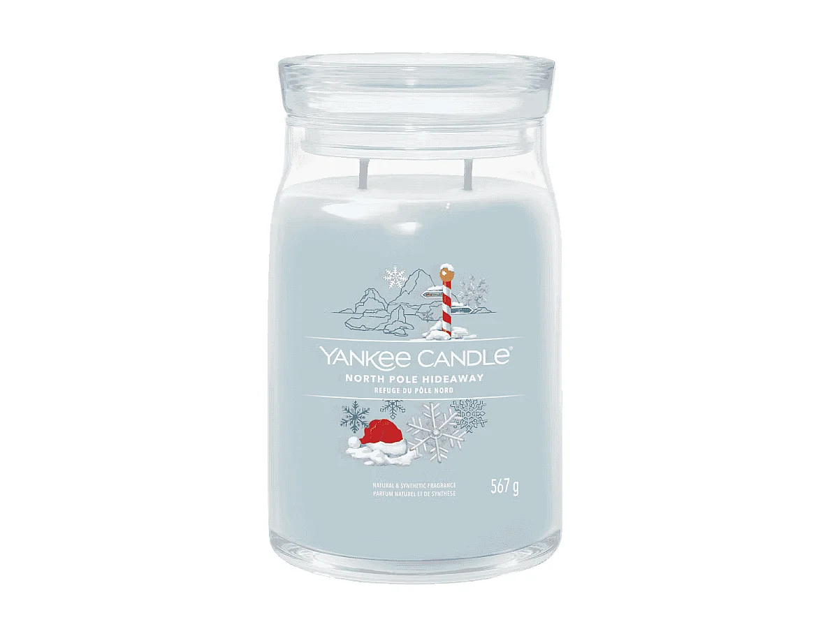 Bougie en grand pot, North Pole Hideaway, azur 567 gr, Signature