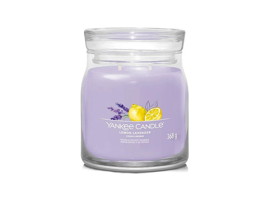 Bougie parfumée en pot moyen, Lemon Lavender, noir 368 gr, Signature