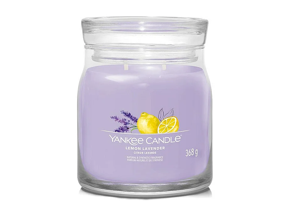 Bougie parfumée en pot moyen, Lemon Lavender, noir 368 gr, Signature