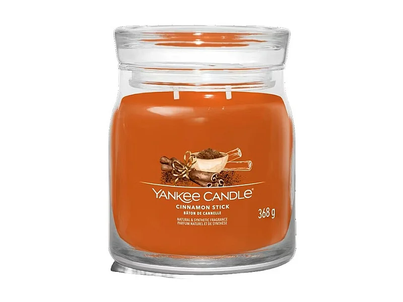 Świeca zapachowa w średnim słoju, Cinnamon Stick, pomarańczowy 368 gr, Signature