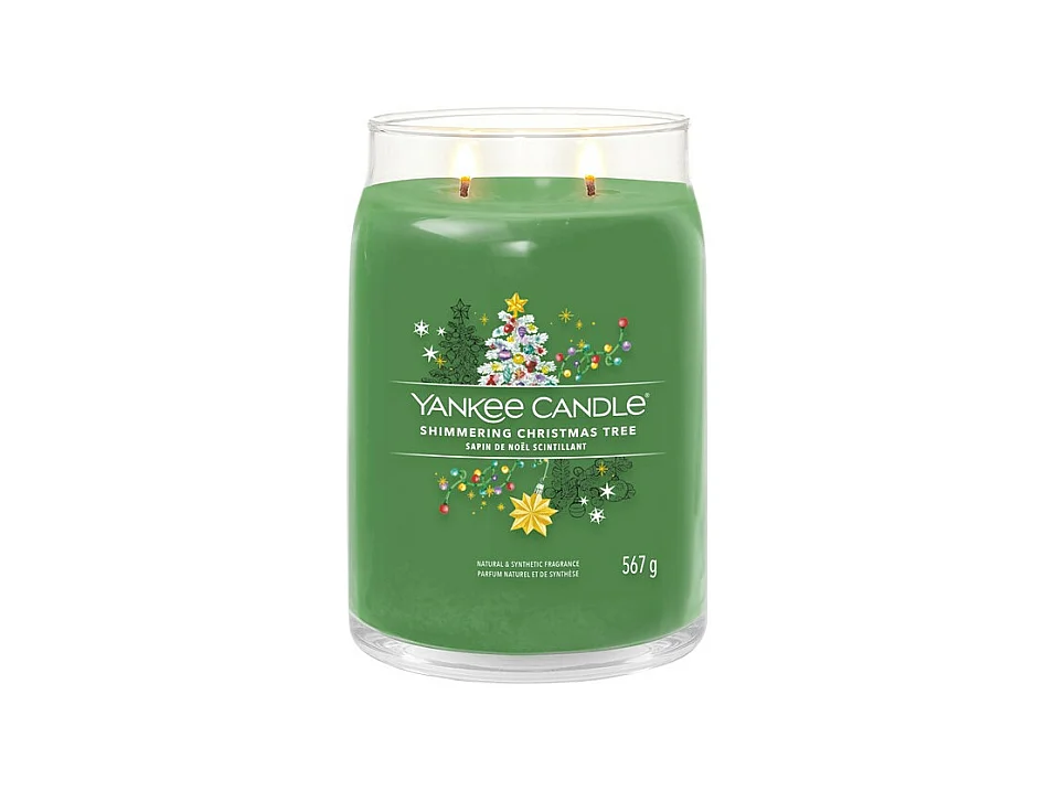 Kerze im großen Glas, Shimmering Christmas Tree, grün 567 gr, Signature