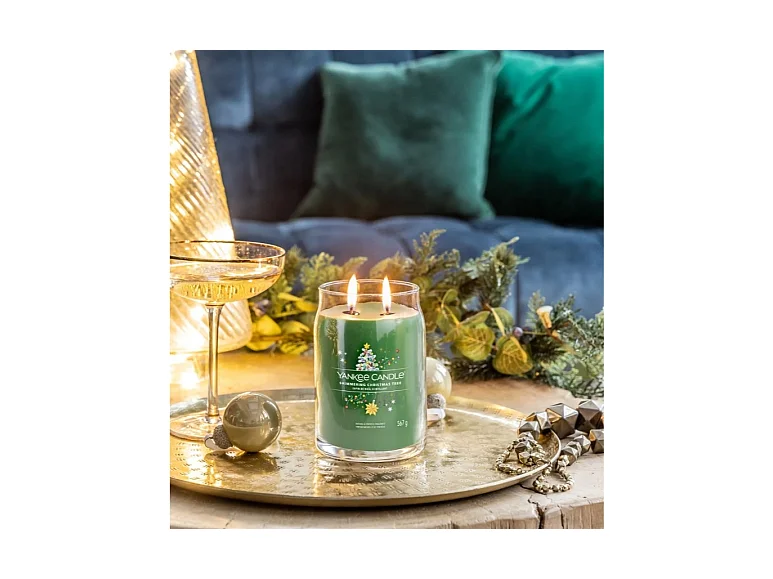 Kerze im großen Glas, Shimmering Christmas Tree, grün 567 gr, Signature