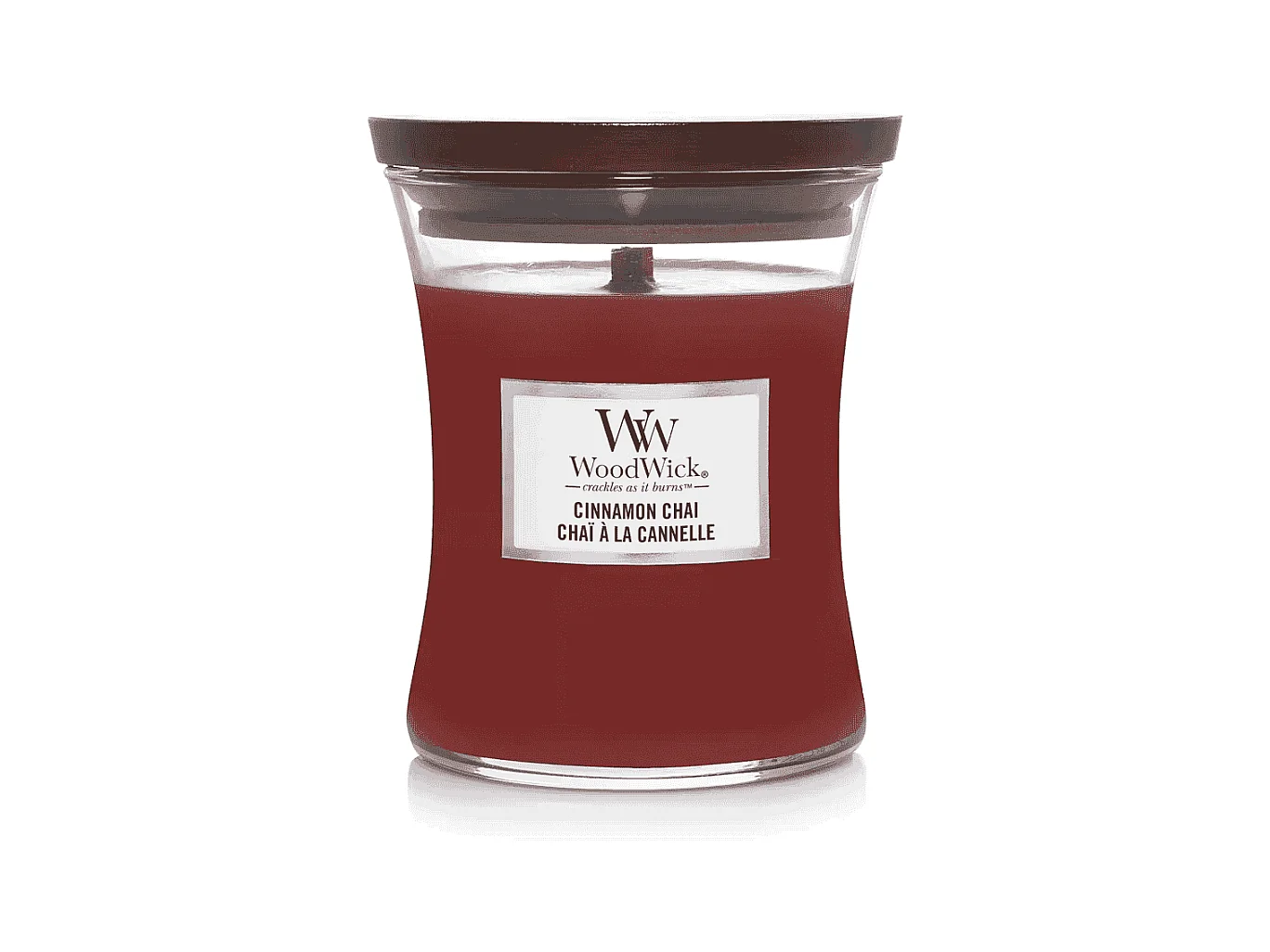 Bougie parfumée sablier, Cinnamon Chai, rouge 275 gr