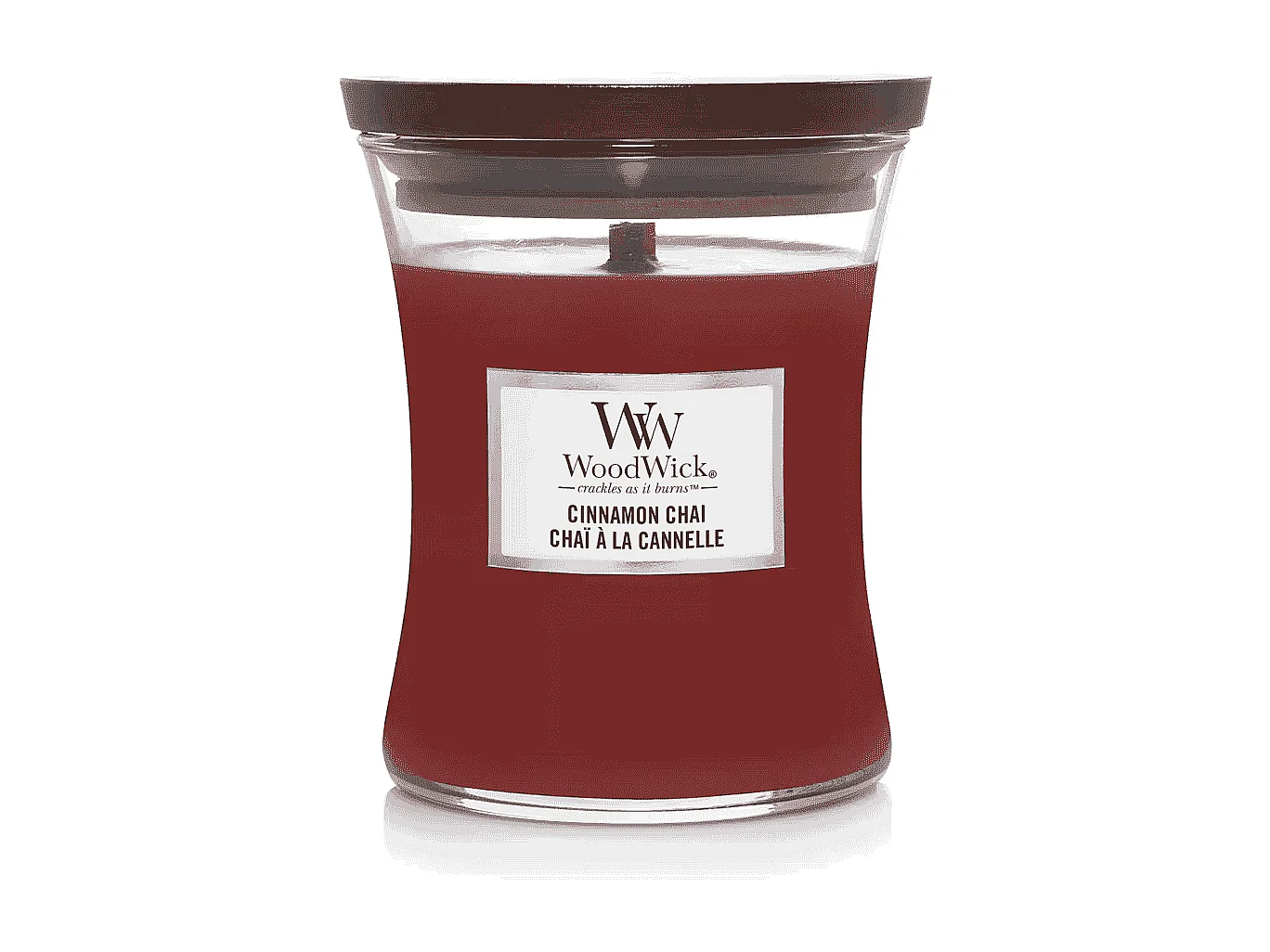 Bougie parfumée sablier, Cinnamon Chai, rouge 275 gr