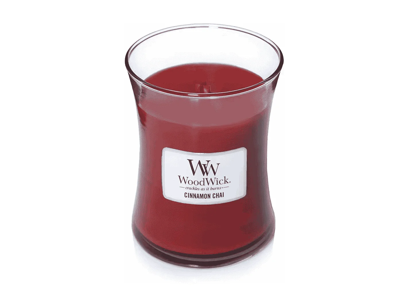 Bougie parfumée sablier, Cinnamon Chai, rouge 275 gr