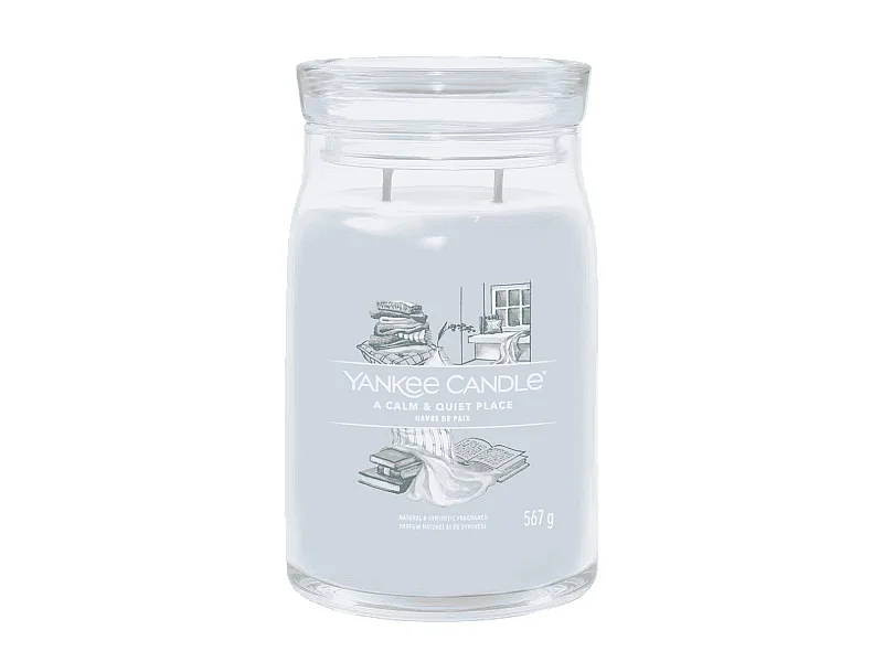 Kaars in grote pot, A Calm & Quiet Place, hemelsblauw 567 gr, Signature