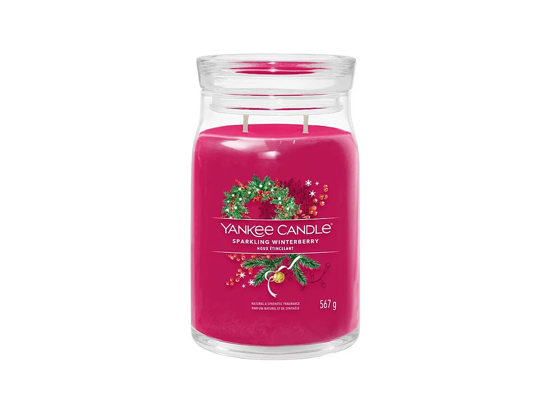 Vela en tarro grande, Sparkling Winterberry, fucsia 567 gr, Signature