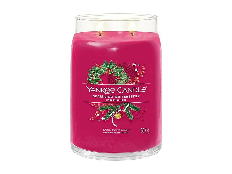 Bougie en grand pot, Sparkling Winterberry, fuchsia 567 gr, Signature