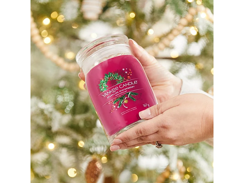 Bougie en grand pot, Sparkling Winterberry, fuchsia 567 gr, Signature