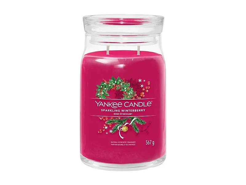 Bougie en grand pot, Sparkling Winterberry, fuchsia 567 gr, Signature