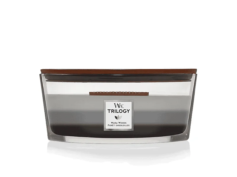 Bougie parfumée ellipse, Warm Woods, gris 453 gr