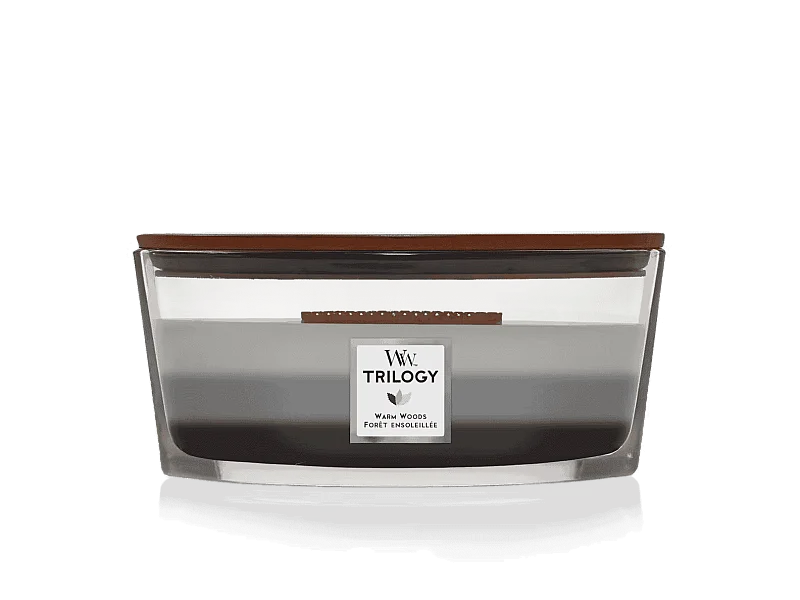 Candela profumata a ellisse, Warm Woods, grigio 453 gr