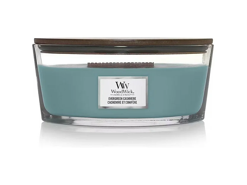 Geurkaars ellips, Evergreen Cashmere, azuurblauw 453 gr