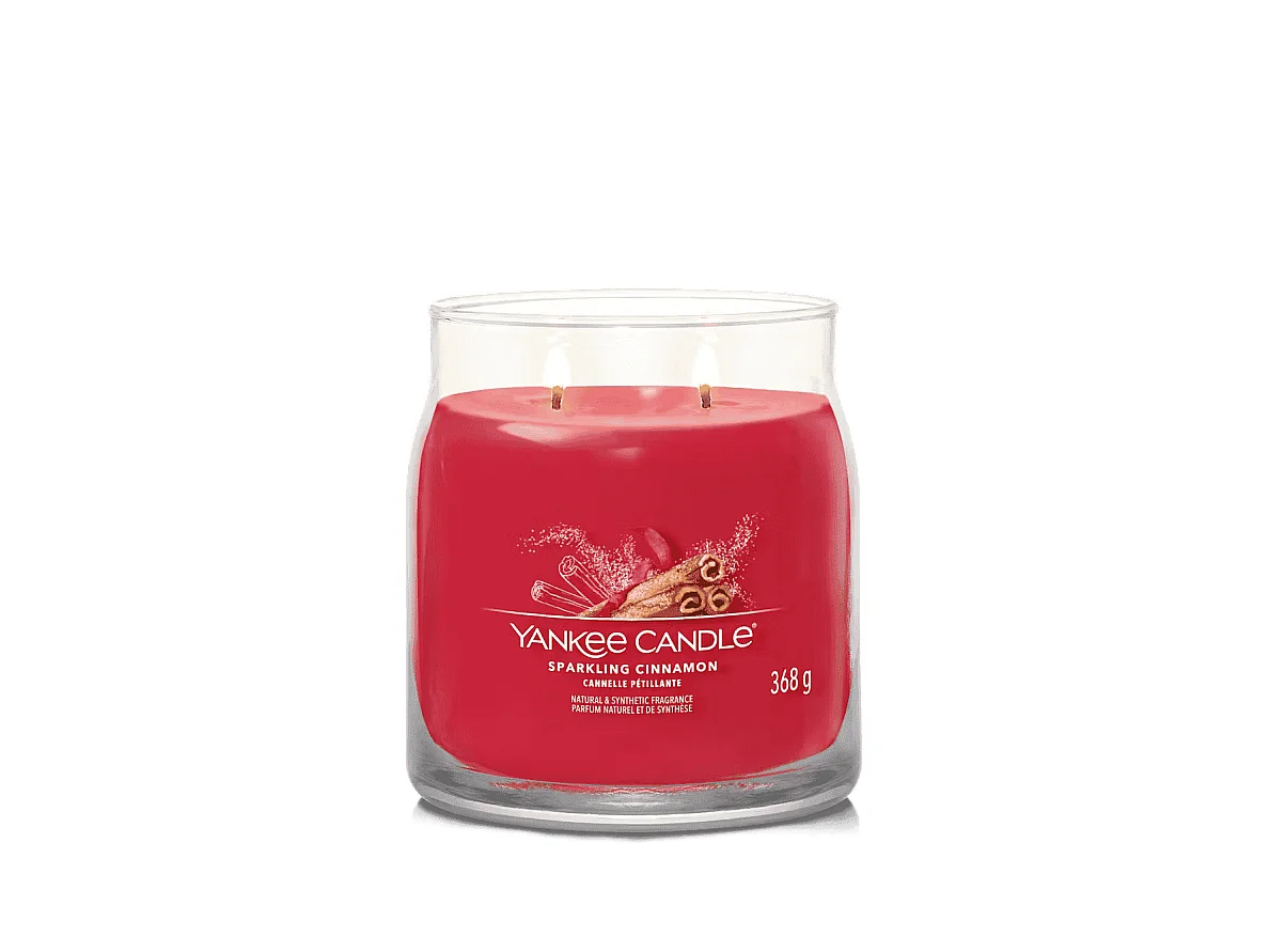 Candela profumata in giara media, Sparkling Cinnamon, rosso 368 gr, Signature