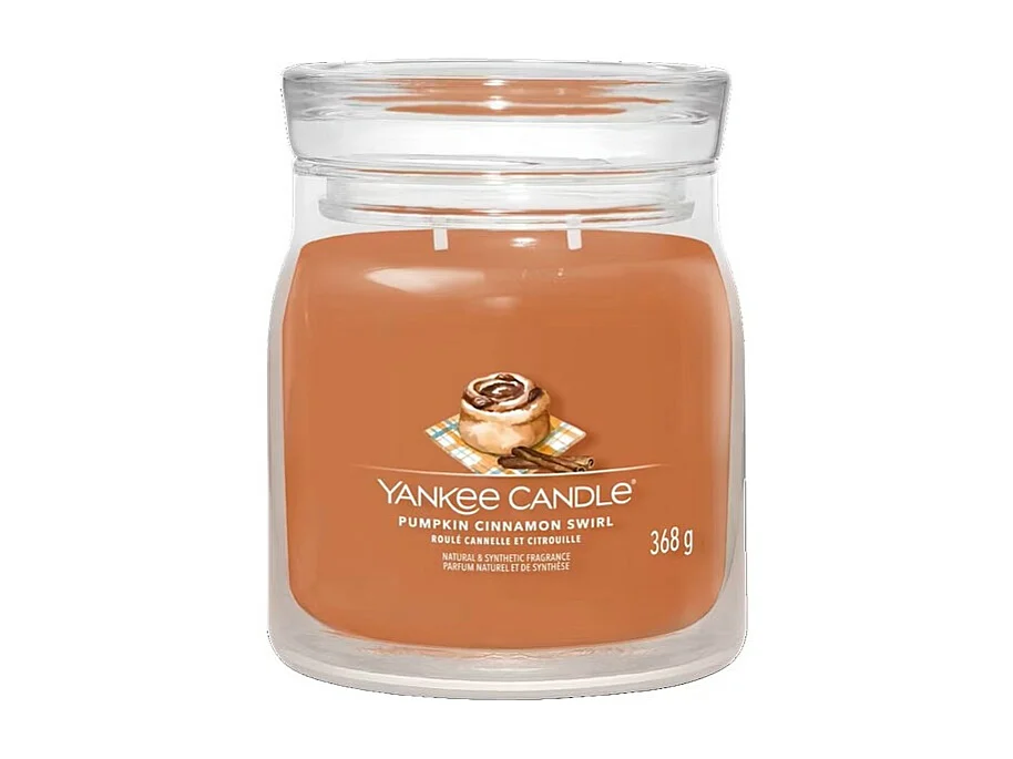 Kaars in medium pot, Pumpkin Cinnamon Swirl, oranje 368 gr, Signature