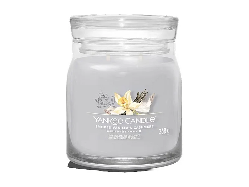 Kerze im mittelgroßen Glas, Smoked Vanilla & Cashmere, grau 368 gr, Signature