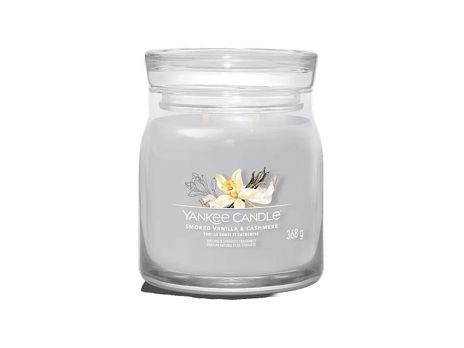 Candela in giara media, Smoked Vanilla & Cashmere, grigio 368 gr, Signature
