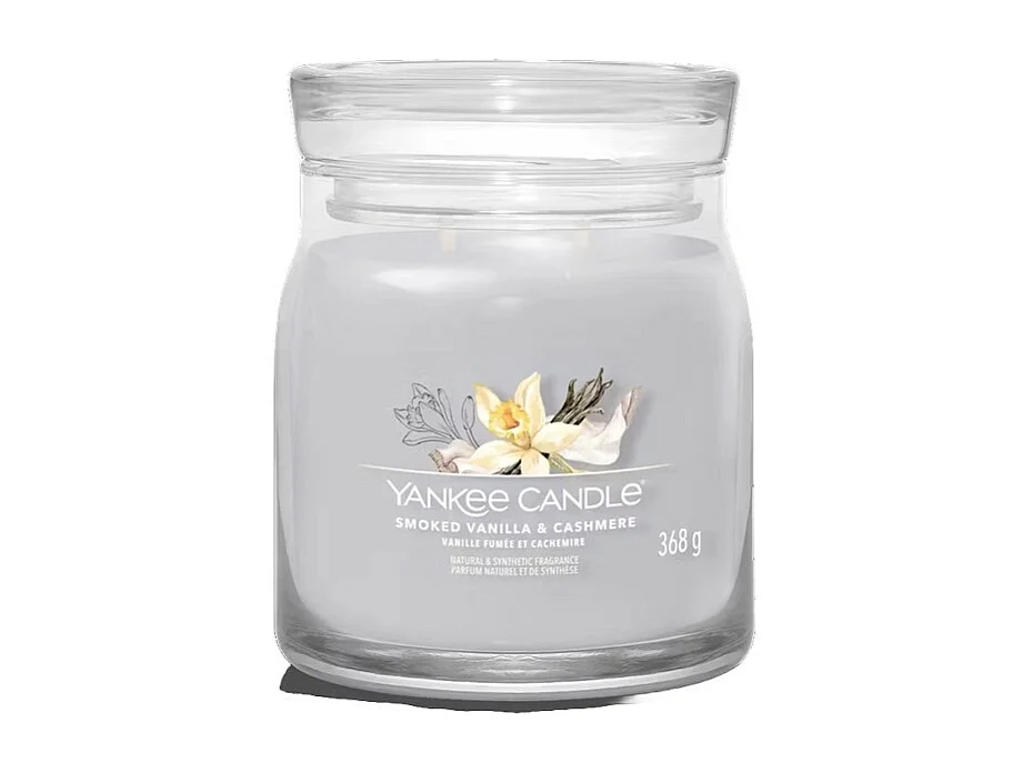 Bougie en pot moyen, Smoked Vanilla & Cashmere, gris 368 gr, Signature