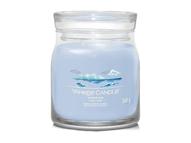 Duftkerze im mittelgroßen Glas, Ocean Air, azurblau 368 gr, Signature