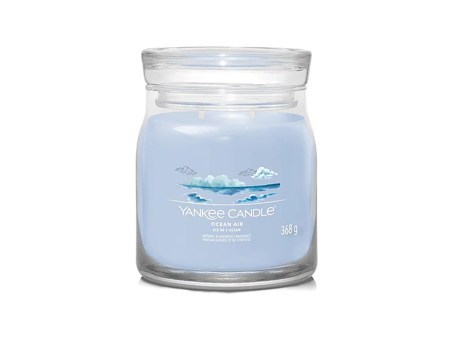 Bougie parfumée en pot moyen, Ocean Air, azur 368 gr, Signature