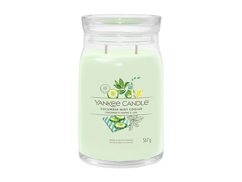 Bougie parfumée en grand pot, Cucumber Mint, vert 567 gr, Signature