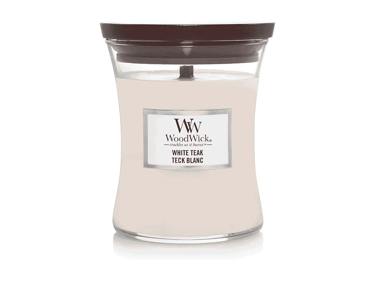 Bougie parfumée sablier, White Teak, blanc 275 gr