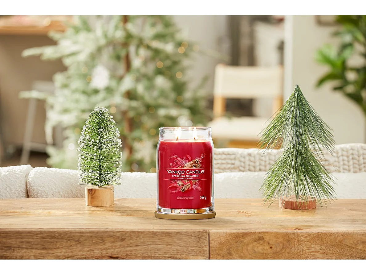 Bougie parfumée en grand pot, Sparkling Cinnamon, rouge 567 gr, Signature