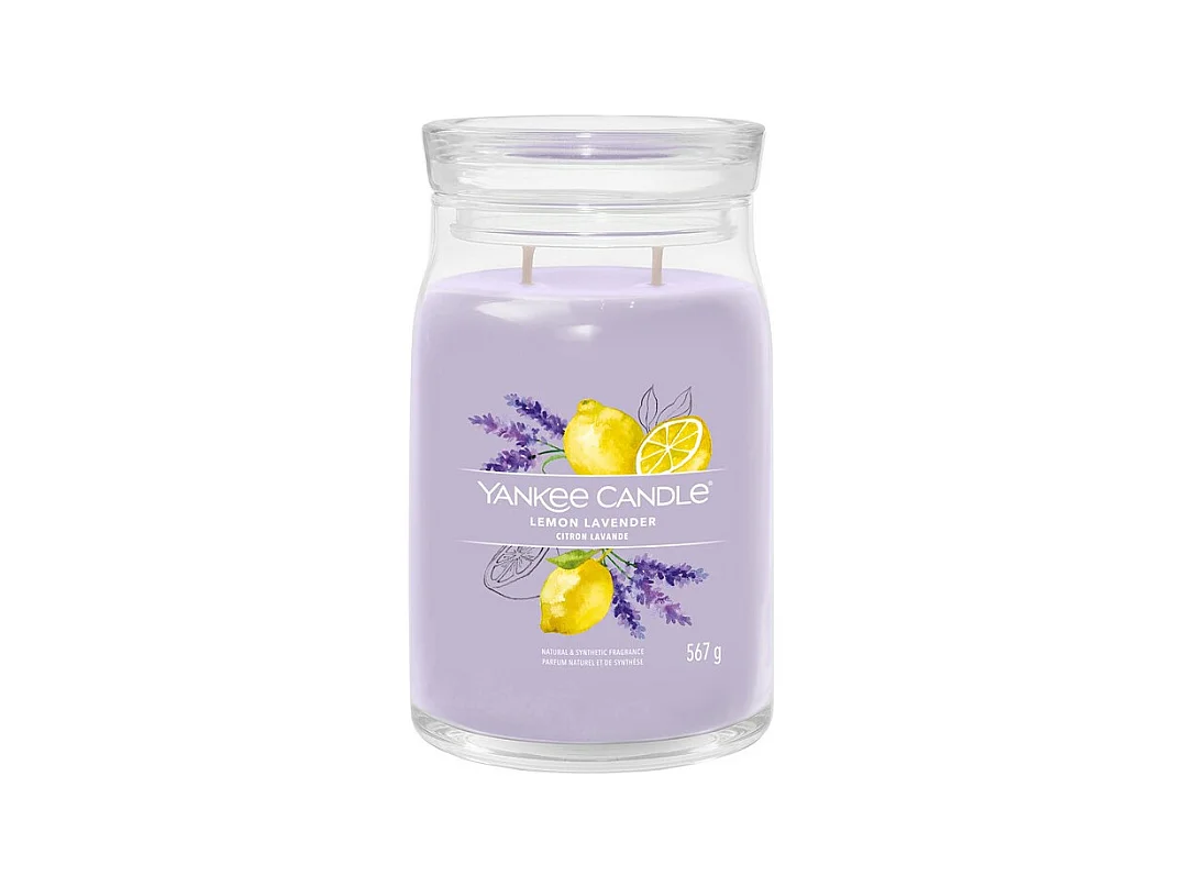 Bougie parfumée en grand pot, Lemon Lavender, violet 567 gr, Signature