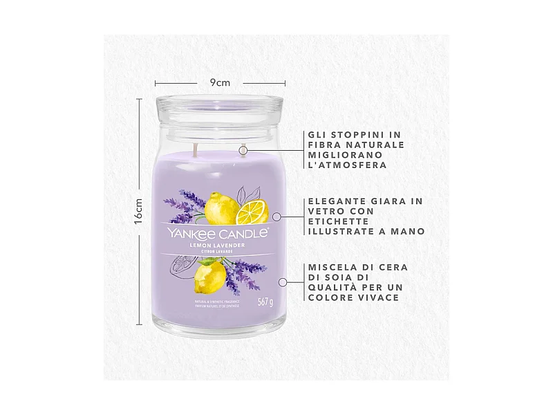 Bougie parfumée en grand pot, Lemon Lavender, violet 567 gr, Signature