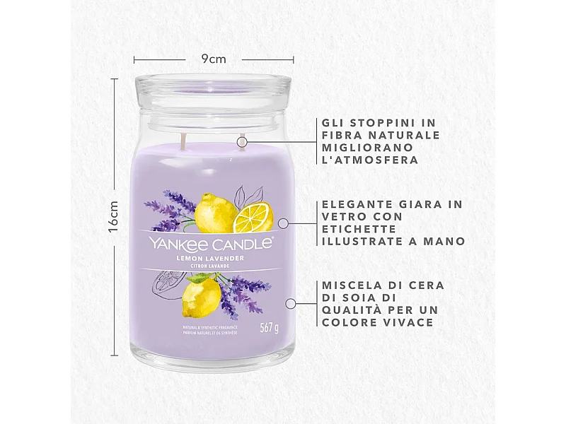 Bougie parfumée en grand pot, Lemon Lavender, violet 567 gr, Signature