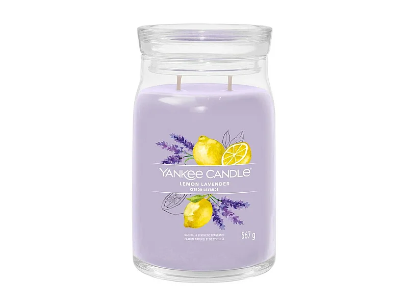 Vela perfumada em frasco grande, Lemon Lavender, violeta 567 gr, Signature