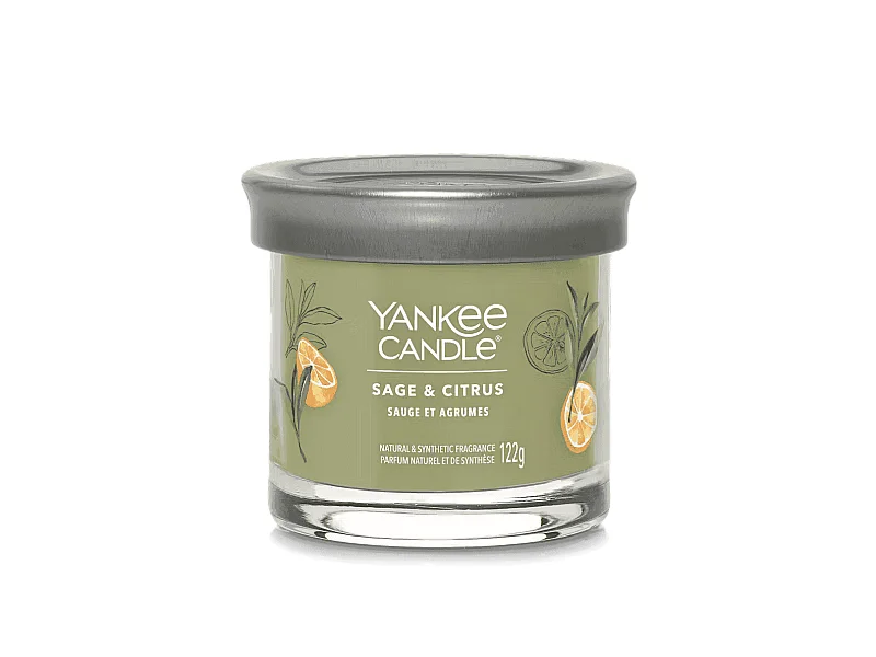 Vela perfumada em frasco pequeno, Sage & Citrus, verde 122 gr, Signature