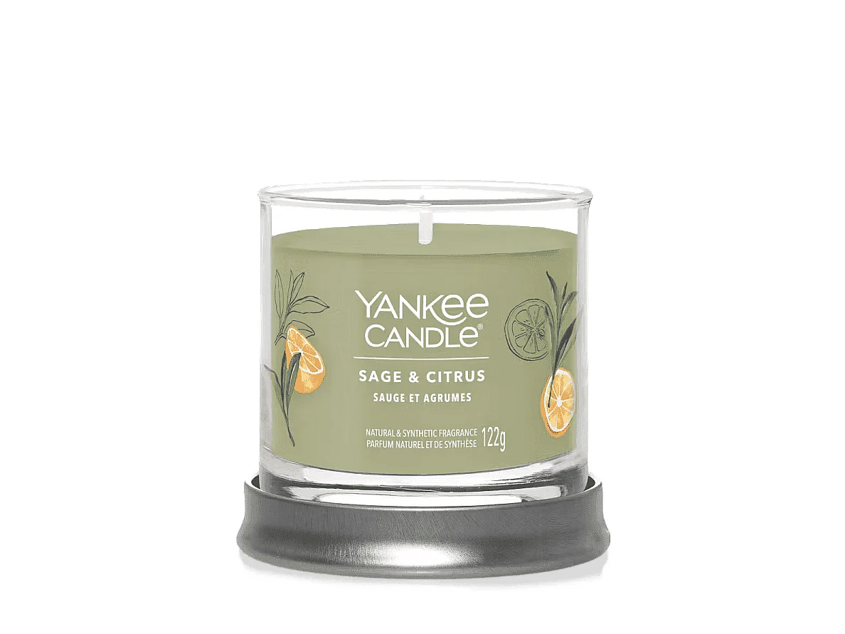 Vela perfumada em frasco pequeno, Sage & Citrus, verde 122 gr, Signature