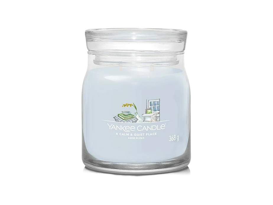 Bougie en pot moyen, A Calm and Quiet Place, azur 368 gr, Signature